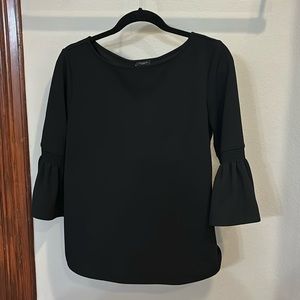 ANN TAYLOR BLACK LONG SLEEVE BLOUSE WITH PUFF SLEEVE DETAILS SIZE M
